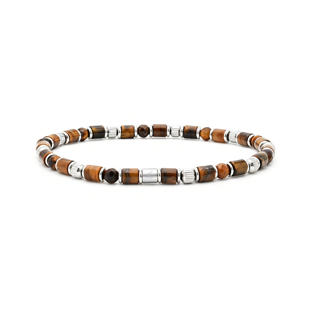 natural yellow tiger’s eye & stainless steel bracelet