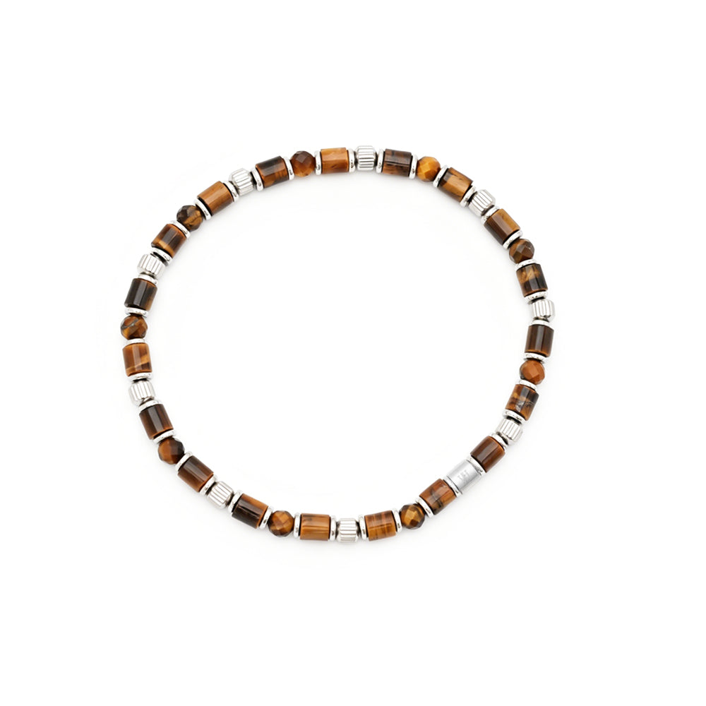 natural yellow tiger’s eye & stainless steel bracelet