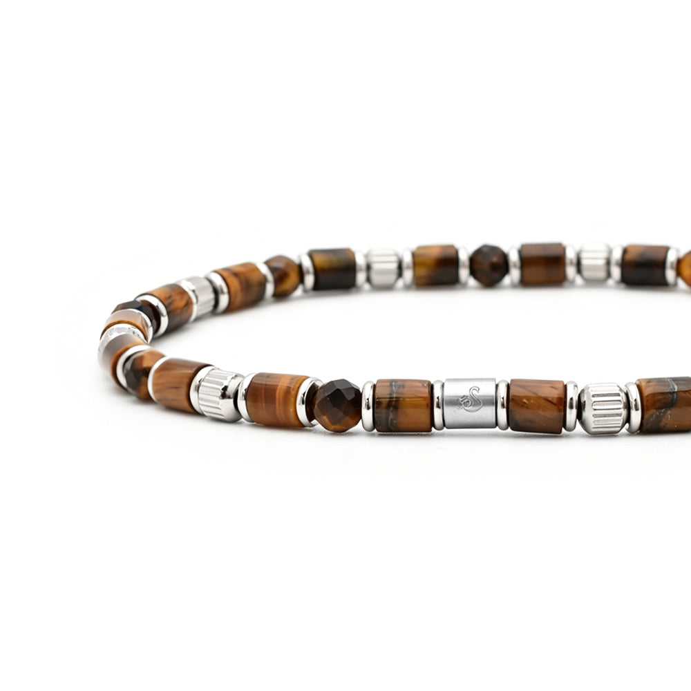 natural yellow tiger’s eye & stainless steel bracelet