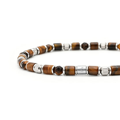 natural yellow tiger’s eye & stainless steel bracelet