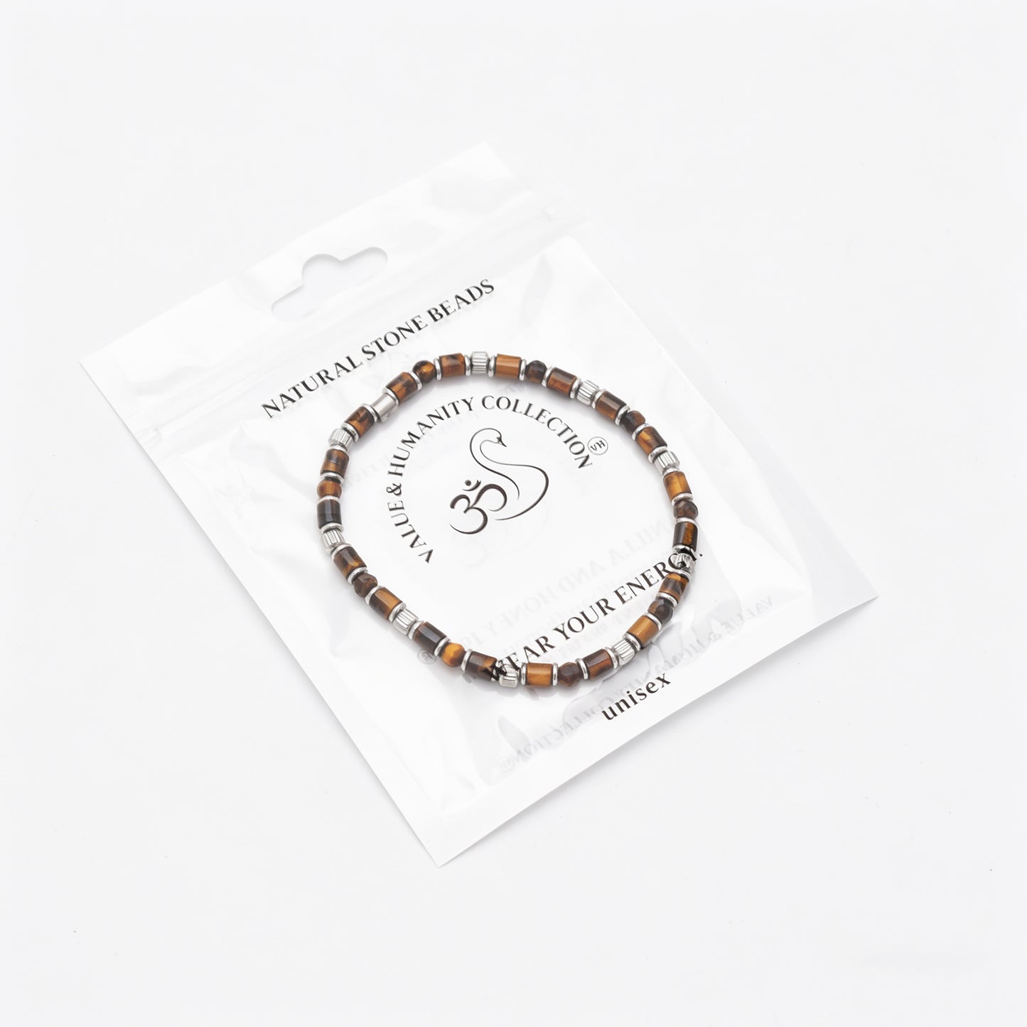 natural yellow tiger’s eye & stainless steel bracelet