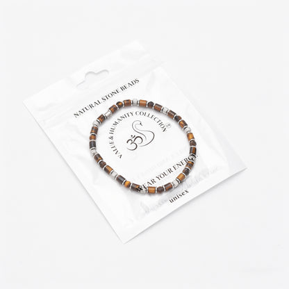 natural yellow tiger’s eye & stainless steel bracelet