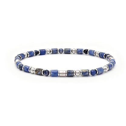 natural sodalite & stainless steel bracelet