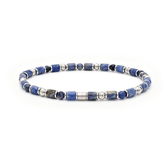 natural sodalite & stainless steel bracelet