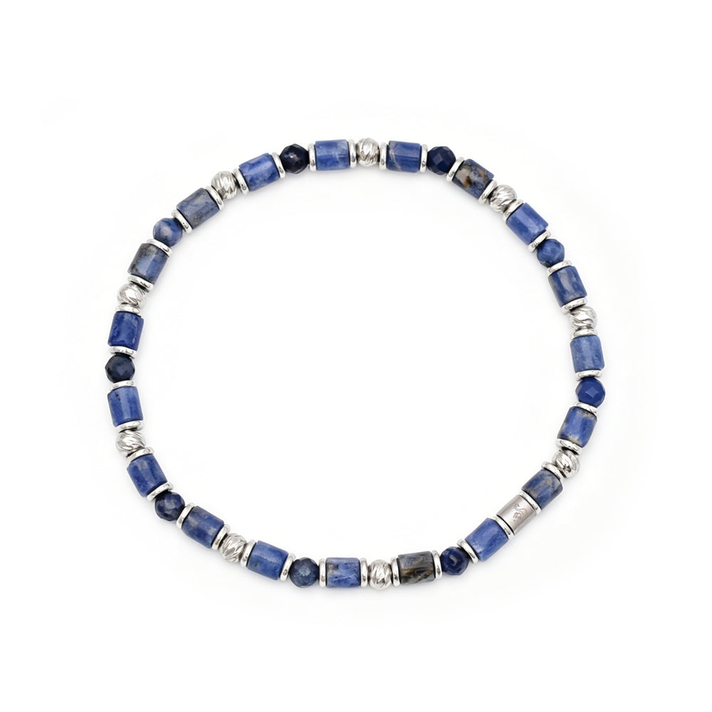 natural sodalite & stainless steel bracelet