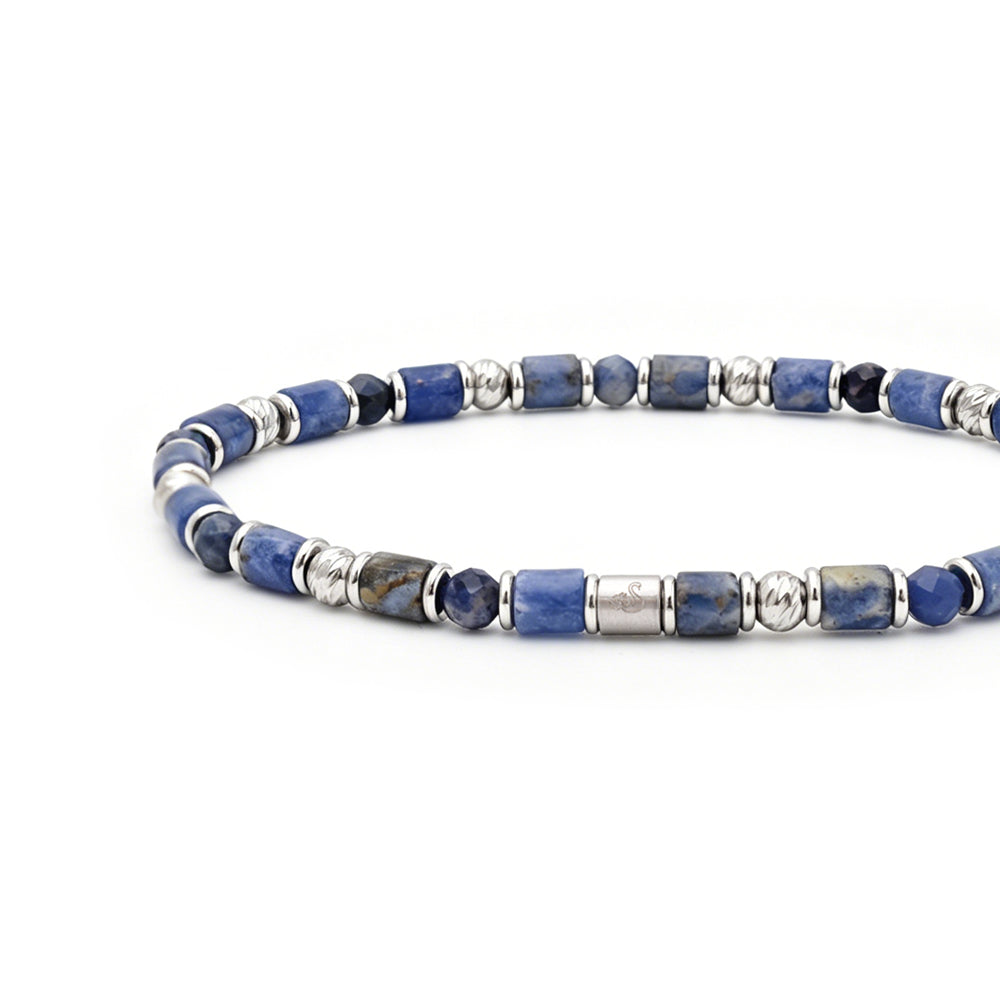 natural sodalite & stainless steel bracelet
