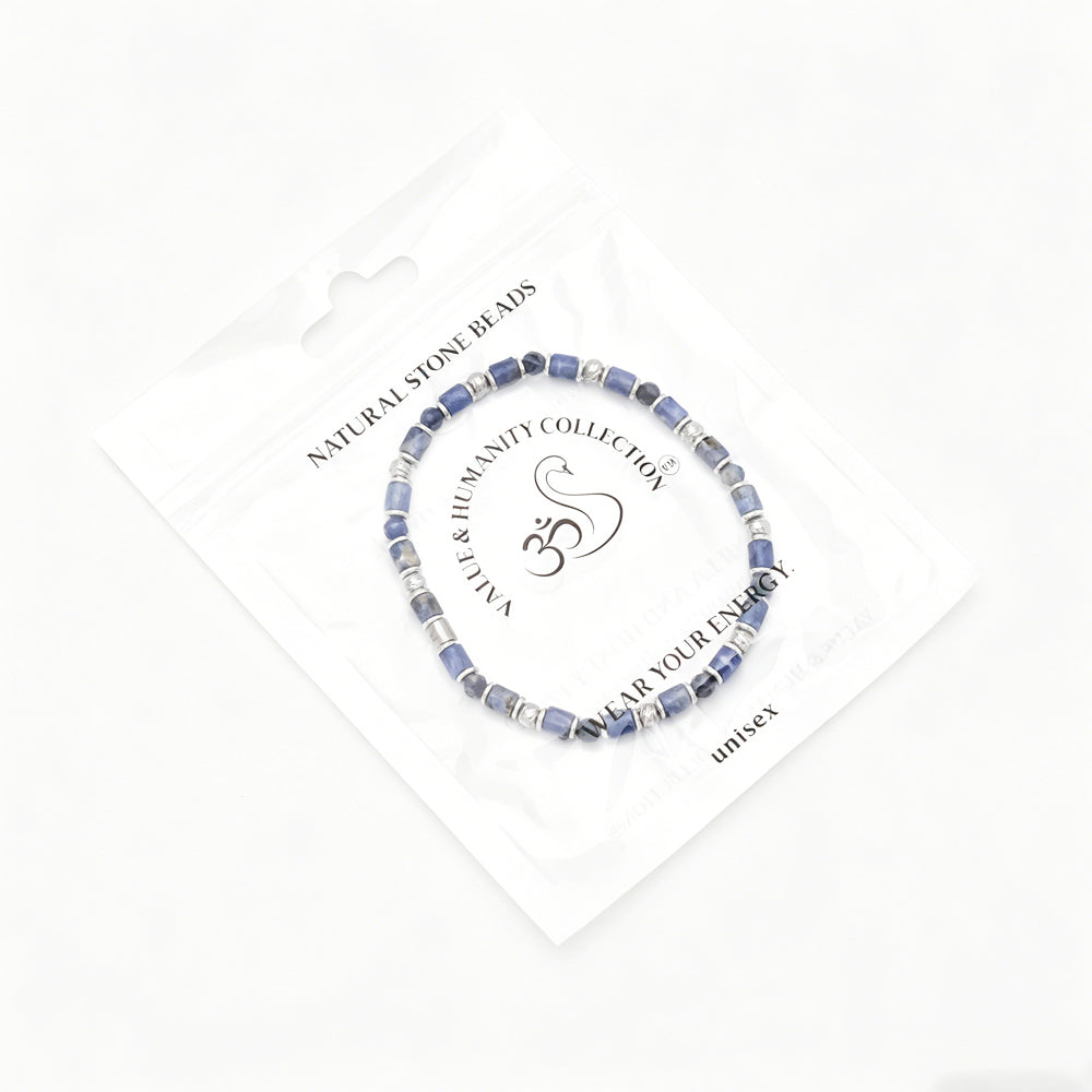 natural sodalite & stainless steel bracelet