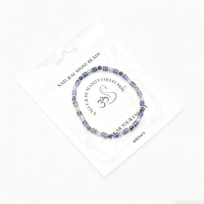 natural sodalite & stainless steel bracelet