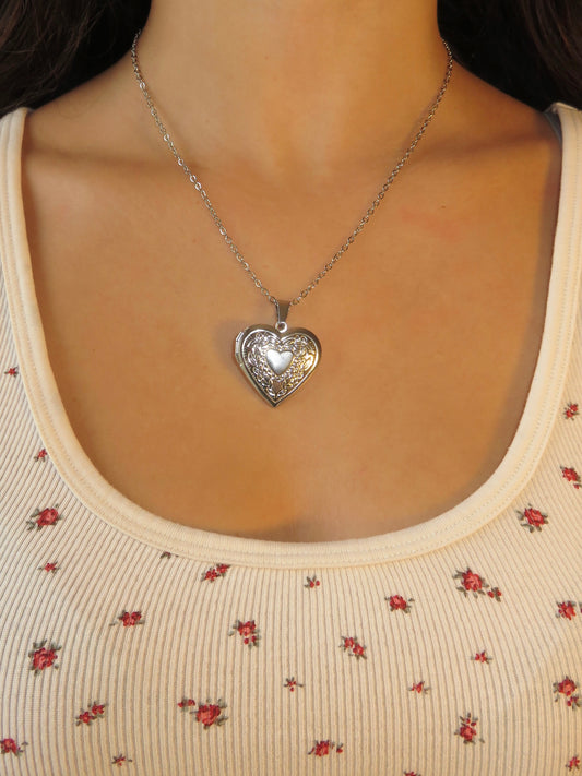 sweetheart locket in silver